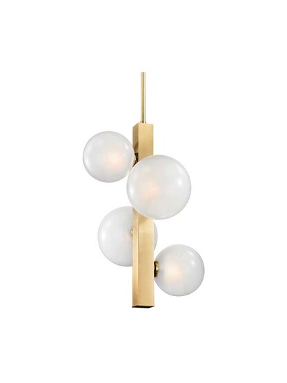 Hinsdale Medium Pendant in Aged Brass.